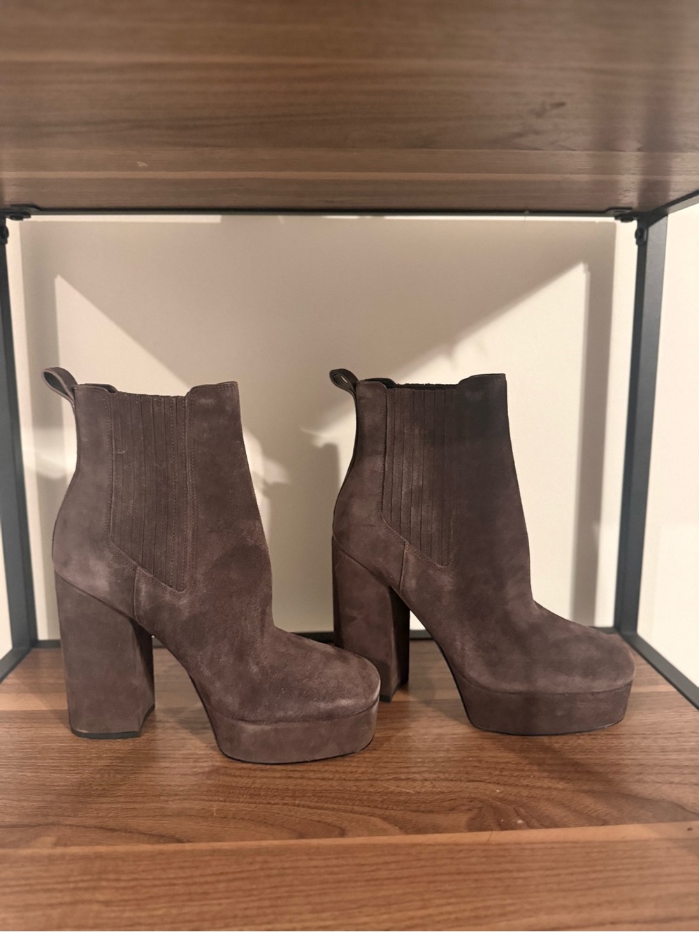 Coach Brown Suede Platform Chelsea Booties